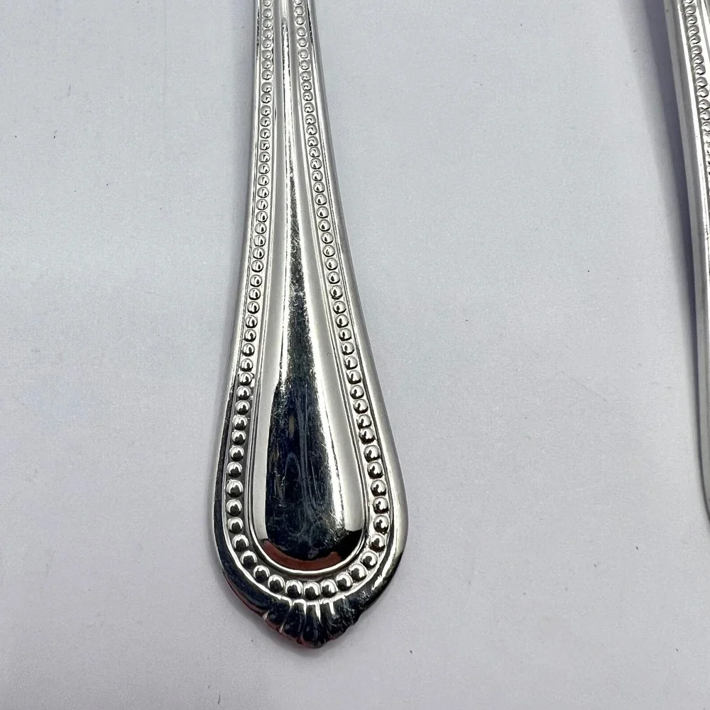 Wallace Silver Chatham Bead Oval Soup Spoon‎ Set of 2 Stainless Steel Vietnam